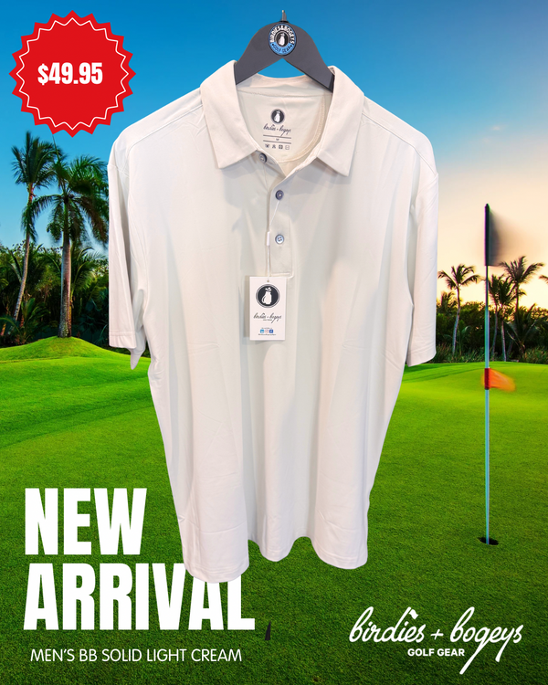 Men's Sollid Light Cream Golf Polo