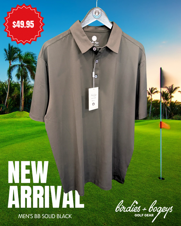 Men's Solid Black Golf Polo