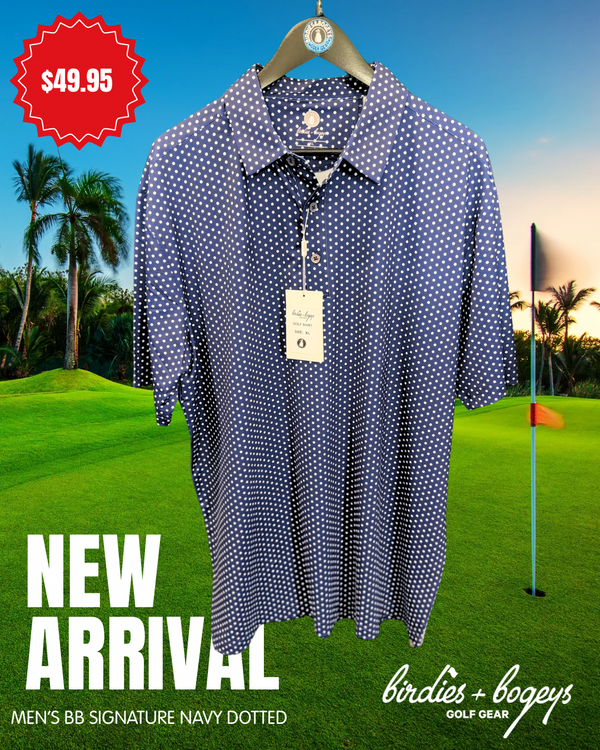 Men's Blue Shirt with White Dot Polo Shirt