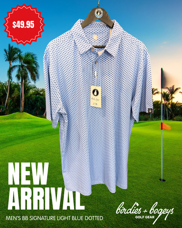 Men's Light Blue Golf Polo with Black Circles