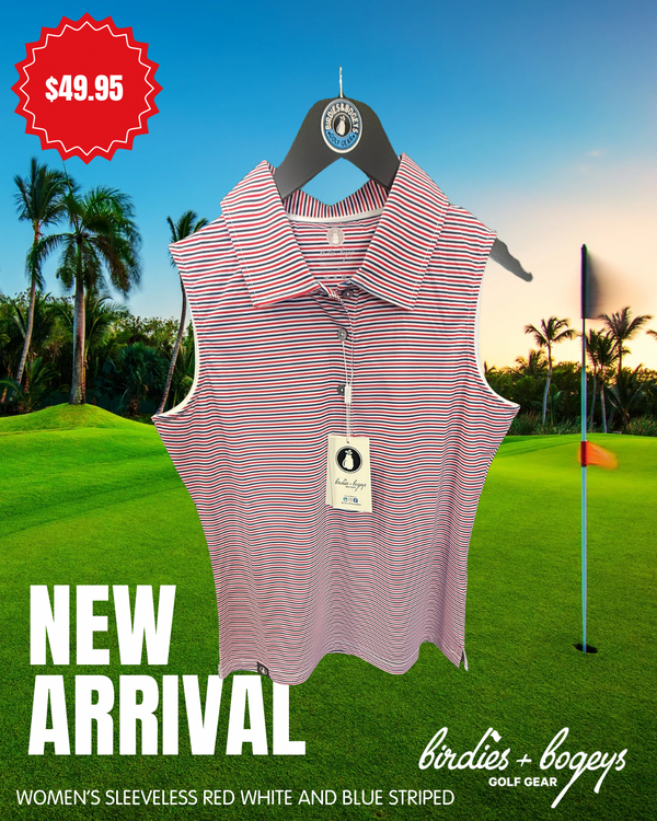 Red, white, and blue striped sleeveless shirt