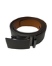 A rolled-up men's belt with a black carbon-fiber-textured buckle and a tan interior lining, shown on a plain white background. Golf Bag logo on buckle.
