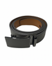 A black carbon-fiber-textured belt with a matching black automatic buckle, coiled on a white background.